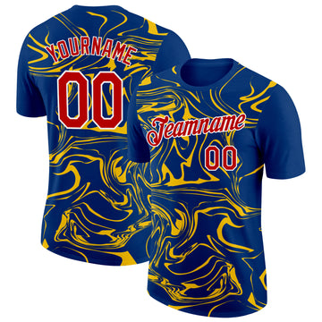 Custom US Navy Blue Red-Yellow 3D Esports Performance T-Shirt