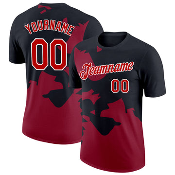 Custom Black Red-Cardinal 3D Esports Performance T-Shirt