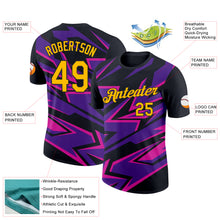 Load image into Gallery viewer, Custom Black Gold Purple-Deep Pink 3D Esports Performance T-Shirt
