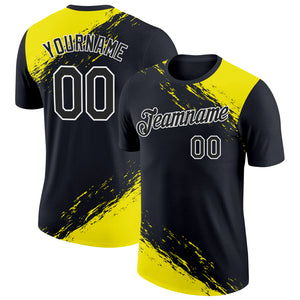 Custom Black Light Yellow-White 3D Esports Performance T-Shirt