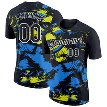 Load image into Gallery viewer, Custom Black Powder Blue-Neon Yellow 3D Esports Performance T-Shirt
