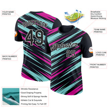 Load image into Gallery viewer, Custom Black Ice Blue-Deep Pink 3D Esports Performance T-Shirt
