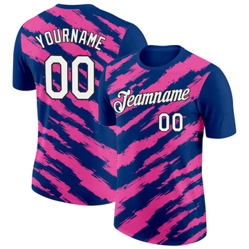 Custom US Navy Blue Pink-Black 3D Esports Performance T-Shirt