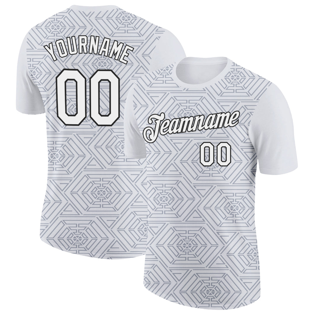 Custom White Gray-Black 3D Esports Performance T-Shirt