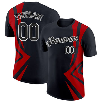 Custom Black Red-White 3D Esports Performance T-Shirt