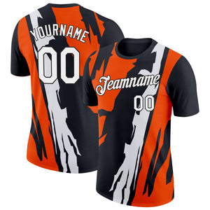 Custom Black White-Orange 3D Esports Performance T-Shirt