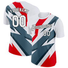 Load image into Gallery viewer, Custom White Fire Red Shadow Blue-Black 3D Esports Performance T-Shirt
