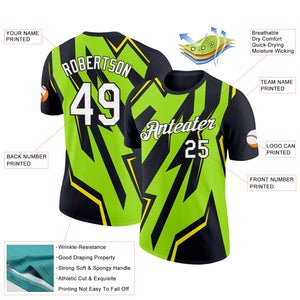 Custom Black Neon Green-Light Yellow 3D Esports Performance T-Shirt