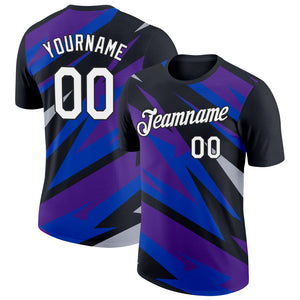 Custom Black Purple-Thunder Blue 3D Esports Performance T-Shirt