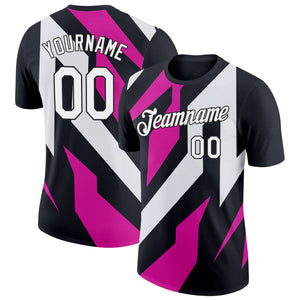 Custom Black White-Hot Pink 3D Esports Performance T-Shirt