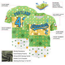 Load image into Gallery viewer, Custom Green Sky Blue Light Yellow-Black 3D St. Patrick&#39;s Day Shamrock Beer Authentic Baseball Jersey
