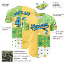 Load image into Gallery viewer, Custom Green Sky Blue Light Yellow-Black 3D St. Patrick&#39;s Day Shamrock Beer Authentic Baseball Jersey
