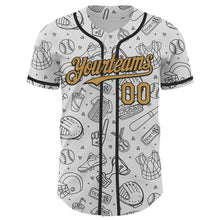 Load image into Gallery viewer, Custom White Old Gold-Black Comic Doodle Ballgame 3D Pattern Design Authentic Baseball Jersey
