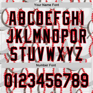 Custom White Black-Fire Red Comic Doodle Ballgame 3D Pattern Design Authentic Baseball Jersey