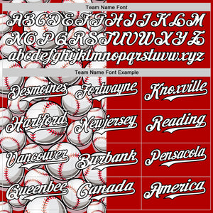 Custom Red White-Black Comic Doodle Ballgame 3D Pattern Design Authentic Baseball Jersey