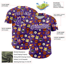 Load image into Gallery viewer, Custom Purple White Comic Doodle Ballgame 3D Pattern Design Authentic Baseball Jersey
