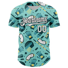 Load image into Gallery viewer, Custom Ice Blue White-Black Comic Doodle Ballgame 3D Pattern Design Authentic Baseball Jersey
