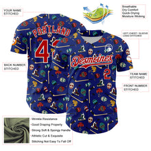 Load image into Gallery viewer, Custom Royal Red-White Comic Doodle Ballgame 3D Pattern Design Authentic Baseball Jersey
