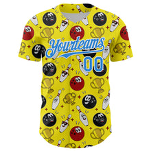 Load image into Gallery viewer, Custom Light Yellow Electric Blue-White Comic Doodle Ballgame 3D Pattern Design Authentic Baseball Jersey
