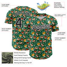 Load image into Gallery viewer, Custom Kelly Green Black-White Comic Doodle Ballgame 3D Pattern Design Authentic Baseball Jersey
