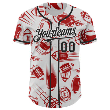 Custom White Black Comic Doodle Ballgame 3D Pattern Design Authentic Baseball Jersey