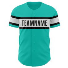 Load image into Gallery viewer, Custom Aqua White-Black Authentic Baseball Jersey
