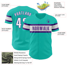 Load image into Gallery viewer, Custom Aqua White-Purple Authentic Baseball Jersey
