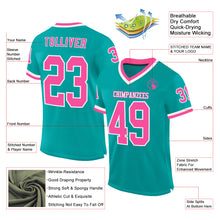 Load image into Gallery viewer, Custom Aqua Pink-White Mesh Authentic Throwback Football Jersey
