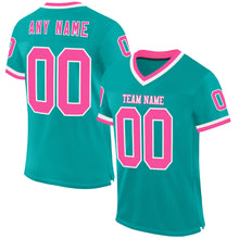 Load image into Gallery viewer, Custom Aqua Pink-White Mesh Authentic Throwback Football Jersey
