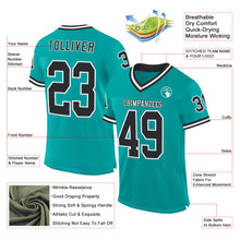 Load image into Gallery viewer, Custom Aqua Black-White Mesh Authentic Throwback Football Jersey
