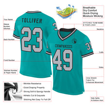 Load image into Gallery viewer, Custom Aqua Gray-Black Mesh Authentic Throwback Football Jersey
