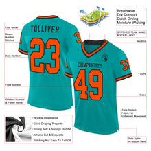 Load image into Gallery viewer, Custom Aqua Orange-Black Mesh Authentic Throwback Football Jersey
