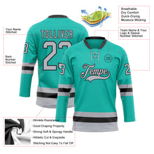 Load image into Gallery viewer, Custom Aqua Gray-Black Hockey Lace Neck Jersey
