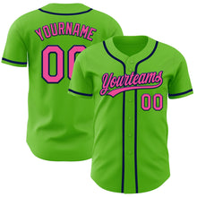 Load image into Gallery viewer, Custom Aurora Green Pink-Navy Authentic Baseball Jersey
