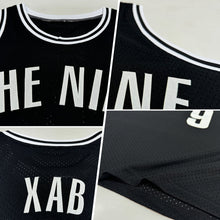 Load image into Gallery viewer, Custom Black White Authentic Throwback Basketball Jersey
