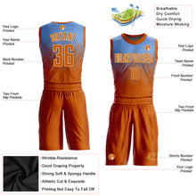 Load image into Gallery viewer, Custom Light Blue Texas Orange-Cream Round Neck Sublimation Basketball Suit Jersey
