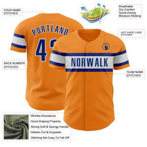 Custom Bay Orange Royal-White Authentic Baseball Jersey