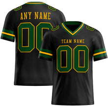 Load image into Gallery viewer, Custom Black Green-Gold Mesh Authentic Football Jersey
