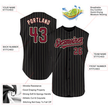 Load image into Gallery viewer, Custom Black Cream Pinstripe Crimson Authentic Sleeveless Baseball Jersey
