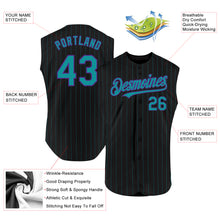 Load image into Gallery viewer, Custom Black Teal Pinstripe Purple Authentic Sleeveless Baseball Jersey
