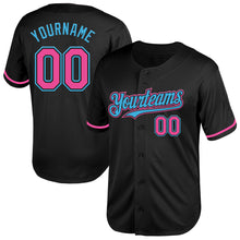 Load image into Gallery viewer, Custom Black Pink-Sky Blue Mesh Authentic Throwback Baseball Jersey
