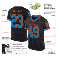 Load image into Gallery viewer, Custom Black Blue-Orange Mesh Authentic Throwback Football Jersey
