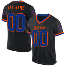 Load image into Gallery viewer, Custom Black Royal-Orange Mesh Authentic Throwback Football Jersey
