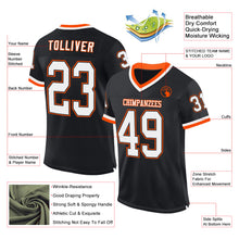 Load image into Gallery viewer, Custom Black White-Orange Mesh Authentic Throwback Football Jersey
