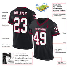 Load image into Gallery viewer, Custom Black White-Maroon Mesh Authentic Throwback Football Jersey
