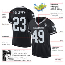 Load image into Gallery viewer, Custom Black Silver-Gray Mesh Authentic Throwback Football Jersey
