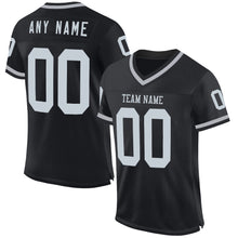 Load image into Gallery viewer, Custom Black Silver-Gray Mesh Authentic Throwback Football Jersey
