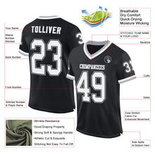 Load image into Gallery viewer, Custom Black White-Gray Mesh Authentic Throwback Football Jersey
