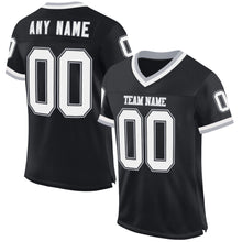 Load image into Gallery viewer, Custom Black White-Gray Mesh Authentic Throwback Football Jersey
