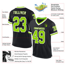 Load image into Gallery viewer, Custom Black Neon Green-White Mesh Authentic Throwback Football Jersey
